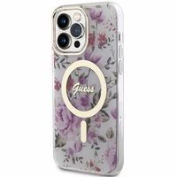 Guess GUHMP14XHCFWST iPhone 14 Pro Max 6.7" skaidrus kietas dėklas Flower Magnetinis