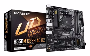 Gigabyte B550M DS3H AC R2 Motherboard - AMD Ryzen 5000 CPUs, 5+3 Phases VRM, up to 4733MHz DDR4 (OC), 1xPCIe 4.0 + 1xPCIe 3.0 M.2, Wi-Fi 5, 1GbE LAN, USB 3.2 Gen 1
