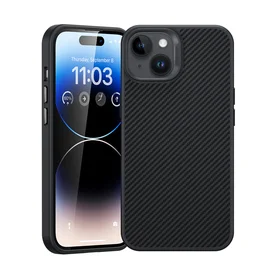 Benks Magnetinis Hybrid Armor Pro Kevlar dėklas telefonui iPhone 15 Plus su metaliniu rėmu 600D (m) - juodas