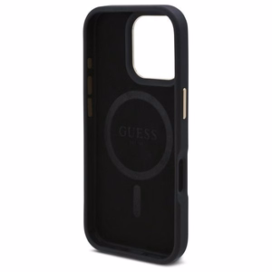 Guess 4G Logo Plate Magnetinis dėklas telefonui iPhone 16 Pro Max - juodas