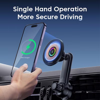 Automobilinis laikiklis Essager "Arpege" juodas (bevielis krovimas 15W) (magnetinis / grotelėms)