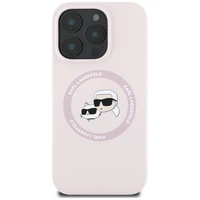 Karl Lagerfeld silikoninis Magnetinis dėklas telefonui su dvigubomis galvomis ir apskritimu iPhone 16 Pro Max, rožinis
