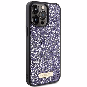 Guess Rhinestone Metal Logo dėklas telefonui iPhone 15 Pro Max - rožinis