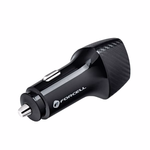 FORCELL CARBON automobilinis įkroviklis Type C 3.0 PD20W + Type C 3.0 PD20W CC50-2C juodas (Iš viso 40W)