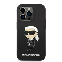 Karl Lagerfeld KLHMP14XSNIKB iPhone 14 Pro Max 6.7" kietas dėklas juodas/juodas Silikoninis Ikonik Magnetinis