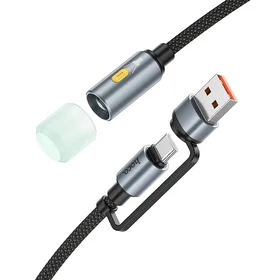 Kabelis USB A / USB C į LED šviesą Hoco 0,3 m UA38C juodas