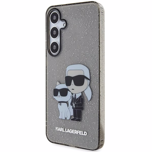 Karl Lagerfeld KLHCS24MHNKCTGK S24+ S926 juodas/juodas kietas dėklas Blizgučiai Karl&Choupette