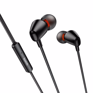 HOCO kabelinės ausinės Jack 3,5 mm su mikrofonu M107 juodos