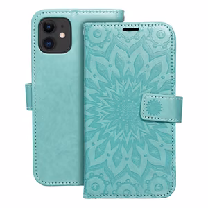 MEZZO knygos tipo dėklas telefonui IPHONE 11 su mandala, žalias