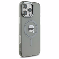 Karl Lagerfeld IML Metalinis Karl Head Magnetinis dėklas telefonui iPhone 16 Pro - juodas
