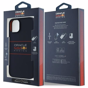 RED BULL dėklas telefonui IPHONE 16 Pro suderinamas su MagSafe RBHMP16L24SIHSRV (Silikoninis horizontalus centrinis logotipas) tamsiai mėlyna