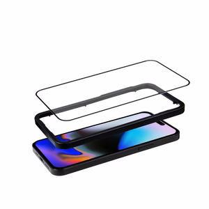 Crong Anti-Bacterial 3D Armor Glass 9H visą paviršių klijuojamas grūdintas apsauginis ekrano stiklas, skirtas iPhone 16 Pro Max, su montavimo rėmeliu