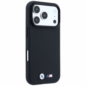 BMW M Quadrille Kevlar dėklas su metaliniu logotipu ir MagSafe, skirtas iPhone 17 Pro Max / 18 Pro Max, juodas
