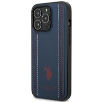 Dėklas telefonui (m) US Polo USHCP14XPFAV iPhone 14 Pro Max 6.7" - tamsiai mėlynas odinis siuvimas