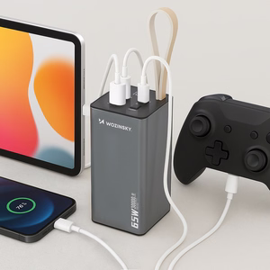 Išorinė baterija Wozinsky K65+ 65W 30000mAh 2x USB-C, 1x USB-A 65W - pilka