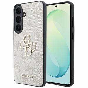 Guess Leather 4G Metal Logo dėklas Samsung Galaxy S26 FE – rožinis