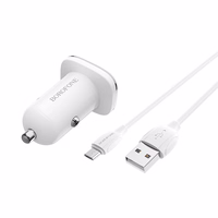 Automobilinis įkroviklis Borofone BZ12A Quick Charge 3.0 + MicroUSB baltas