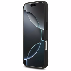 Guess PU 4G Metal Logo dėklas Apple iPhone 18 Pro, pilkas