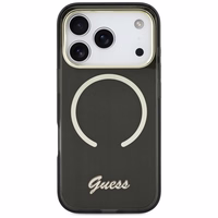 Guess IML Script Metal MagSafe Dėklas for iPhone 17 Pro - juodas