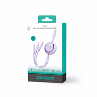 Joyroom Colorful Series S-A40 ištraukiamas 3-in-1 kabelis USB-A - USB-C / Lightning / Micro USB 1m - violetinis