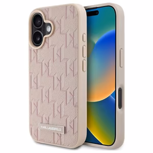 Karl Lagerfeld Hot Stamp Magnetinis iPhone 16 dėklas - rožinis
