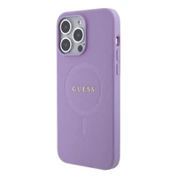 Guess Saffiano magnetinis dėklas telefonui iPhone 15 Pro - violetinis