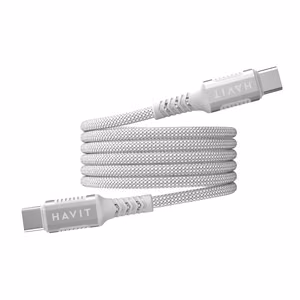 Havit CB6297 - magnetinis laidas USB Type C į USB Type C, 1 m (baltas)