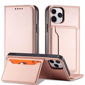 Magnetinis dėklas kortelėms iPhone 12 Pro Max dėklas kortelių piniginė kortelių laikiklis rožinis