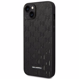 Karl Lagerfeld KLHCP14MSAKLHPK iPhone 14 Plus 6.7 "kietas dėklas juodas / juodas Saffiano Mono Metalinis Logotipas