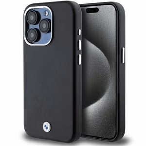 BMW parašas apvyniotas metalinis magnetinis dėklas telefonui iPhone 15 Pro - juodas