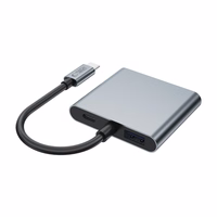 "Tech-Protect" HB08 4in1 USB-C + USB2.0 + 2 x HDMI 4K 60HZ adapteris - pilkas