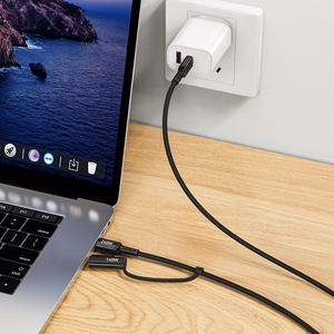 Kabelis 2in1 USB C į USB C / Mag3 Hoco 240W 1,8 m U142 juodas