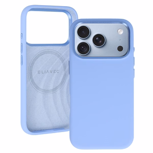Liavec Silky dėklas su metaliniu kameros rėmeliu, skirtas iPhone 18 Pro/17 Pro, šviesiai mėlynas