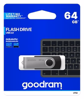 Goodram UTS2 USB atmintukas 64 GB USB A tipo 2.0 Juoda, Sidabras
