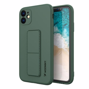 Wozinsky Kickstand dėklas silikoninis su laikikliu Samsung Galaxy A22 4G tamsiai žalias