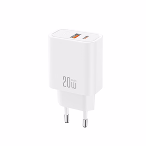 XO CE40 PD 20W sieninis įkroviklis, 1x USB-C, 1x USB, baltas