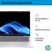 HP OmniBook 7 AI 14-fr0220nw Ultra 5 225U 14"2K OLED 300nits LBL 16GB LPDDR5-7467 SSD512 Intel Graphics Cam 5 Mpx IR 68Wh Win11 Glacial sidabrinis 2Y
