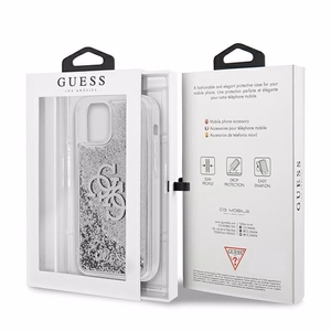 Guess GUHCP12LLG4GSI iPhone 12 Pro Max 6.7" sidabrinis/sidabrinis kietas dėklas 4G Didelis Skystas Blizgesys