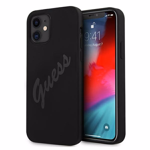 Guess GUHCP12SLSVSBK iPhone 12 mini 5.4" juodas/juodas kietas dėklas Script Vintage