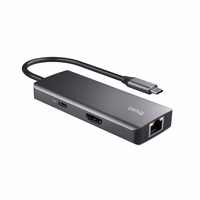 Trust Dalyx - 6-in-1 USB-C daugiafunkcinis adapteris, 1000 Mbit/s (sidabrinis)