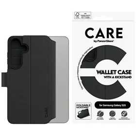 CARE by PanzerGlass Piniginės tipo dėklas su stovu Samsung Galaxy S25 - Juodas
