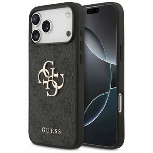 Guess PU 4G Metal Logo dėklas Apple iPhone 18 Pro Max, pilkas