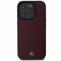 Mercedes tekstūruotos ir lygios odos magnetinis dėklas iPhone 16 Pro Max - raudonas