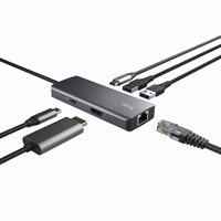 Trust Dalyx - 6-in-1 USB-C daugiafunkcinis adapteris, 1000 Mbit/s (sidabrinis)
