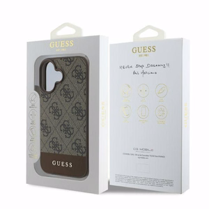 Guess 4G Bottom Stripe dėklas telefonui iPhone 16 - rudas