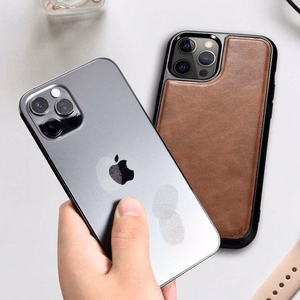 iCarer odos vaško dėklas padengtas natūralia oda iPhone 12 Pro Max juodas (ALI1206-BK)