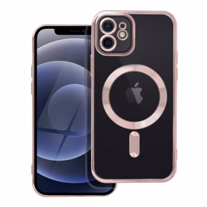 ELECTRO MAG COVER dėklas telefonui suderinamas su MagSafe iPhone 12 rožinis auksas