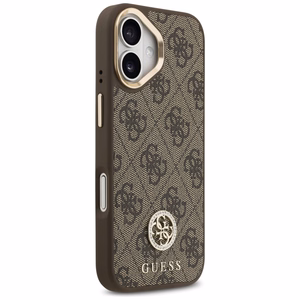 Guess 4G Strass Logo & Big Strap Metal Buttons MagSafe case for iPhone 17 brown