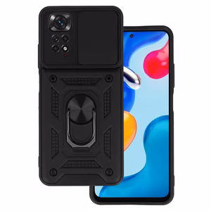 Dėklas telefonui su slankiojančia kameros apsauga Xiaomi Redmi Note 11/Note 11S, juodas