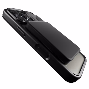 Puro Book Mag Magnetinis odinis dėklas su atvartu ir kortelių skyriumi telefonui iPhone 16 Pro - juodas
